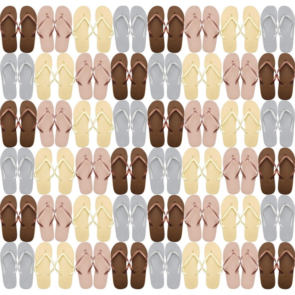 Metallic flip flops in various sizes